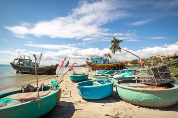 Obraz premium Strand mit Werft in Mui Ne, Vietnam