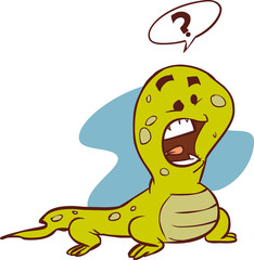 white background vector illustration of a puzzled lizards