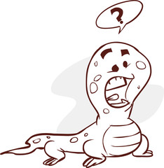 white background vector illustration of a puzzled lizards