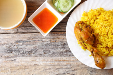 Chicken biryani with rice indian food