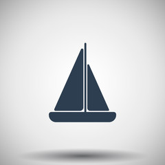 Fototapeta premium Flat black Sailboat icon