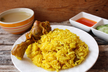 Chicken biryani with rice indian food