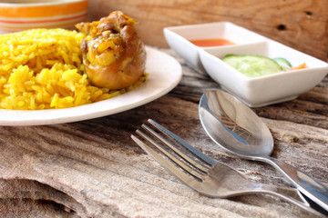 Chicken biryani with rice indian food