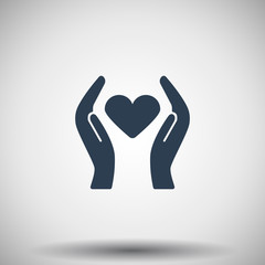 Flat black Heart care icon