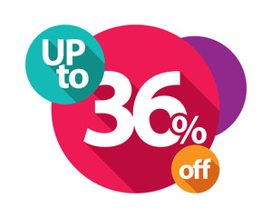 up to 36% discount logo colorful circles