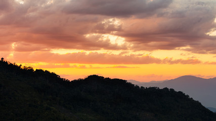 View of mountain in silhouette