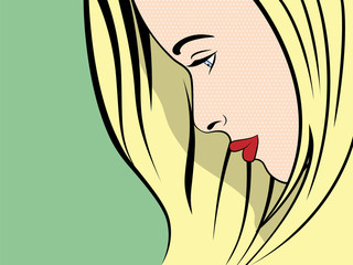 Pop art illustration of a woman. Vector