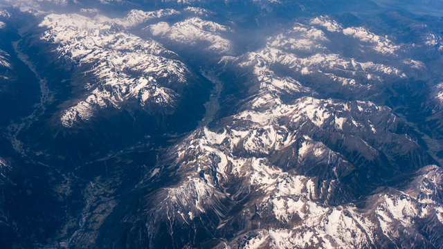 Fototapeta Landscape of Mountain. view from the airplane window