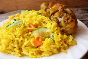 Chicken biryani with rice indian food