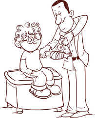 Vector illustration of a  medical plaster removed children