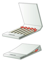 Matchbook is an illustration of a matchbook full of unlit matches in an open and closed version.