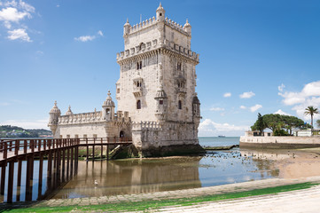 Fototapeta na wymiar Belem Tower located on the Tagus River, Lisbon, Portugal