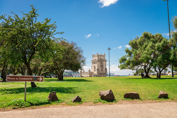 Belem Tower located on the Tagus River, Lisbon, Portugal