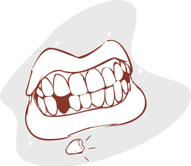  white backround vector illustration of a broken teeth