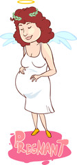 white backround Vector illustration of a  angel Pregnancy
