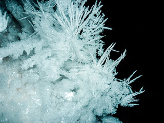 Ice crystals on the black background