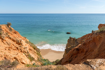 Fototapeta na wymiar Rock and Dona Ana beach in Portimao, Algarve, Portugal
