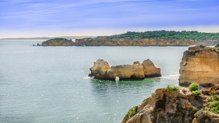 Rock and Dona Ana beach in Portimao, Algarve, Portugal