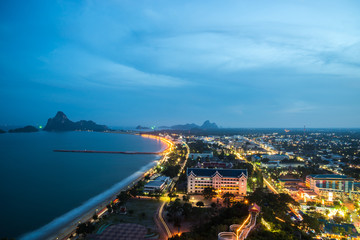 Naklejka premium View of Downtown Prachuap Khiri Khan District from Thailand.