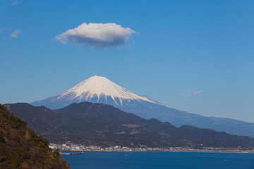 Fototapeta na wymiar Mountain Fuji and Suruga bay at Shizuoka prefecture