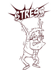 vector illustration of a business man oppressed under depression