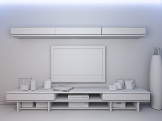 3d renderof the interior design of the living room in a modern style