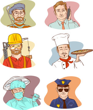 vector illustration of a Occupation Man Characters Happy Smiling