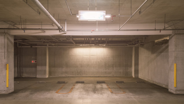 Interior of Empty underground car parking lot