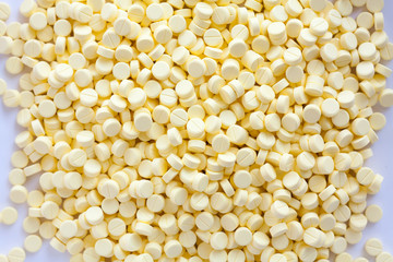 Many medication tablets and pills