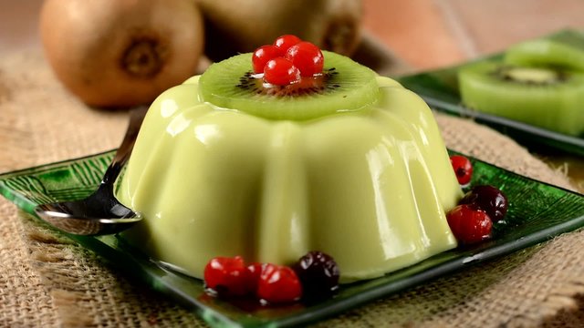 squisito budino al kiwi con ribes