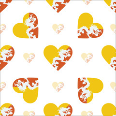 Bhutan flag heart seamless pattern. Patriotic Bhutan flag backgr