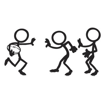 Stick figure aussie rules football playing