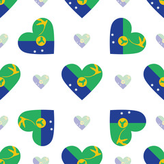 Christmas Island flag heart seamless pattern. Patriotic Christma