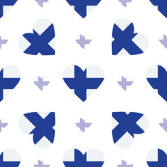 Finland flag heart seamless pattern. Patriotic Finland flag back