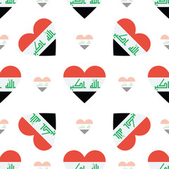 Iraq flag heart seamless pattern. Patriotic Iraq flag background