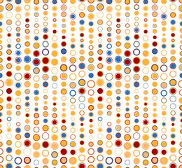 Bright seamless pattern on white background. Has the shape of a wave. Consists of geometric elements. In color. Useful as design element for texture, pattern and artistic compositions.