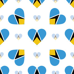 Saint Lucia flag heart seamless pattern. Patriotic Saint Lucia f