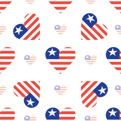 Liberia flag heart seamless pattern. Patriotic Liberia flag back