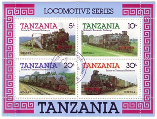 TANZANIA - CIRCA 1991: A stamps printed by Tanzania shows an old locomotives, circa 1991.