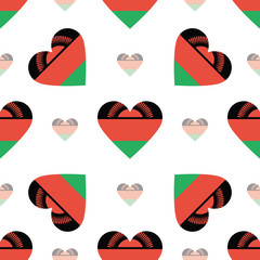 Malawi flag heart seamless pattern. Patriotic Malawi flag backgr