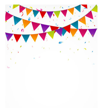 Birthday bunting flags with confetti