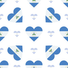 Nicaragua flag heart seamless pattern. Patriotic Nicaragua flag