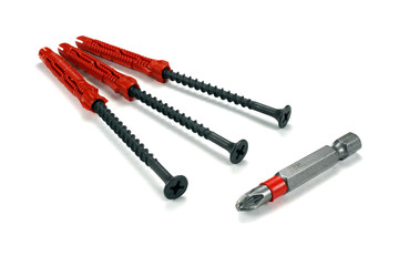 Plastic an anchor with screws on a white background