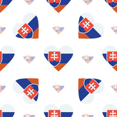 Slovakia flag heart seamless pattern. Patriotic Slovakia flag ba