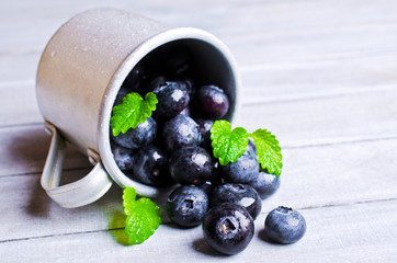 Fresh blueberries and mint