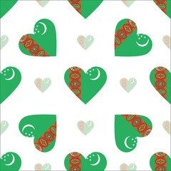 Turkmenistan flag heart seamless pattern. Patriotic Turkmenistan