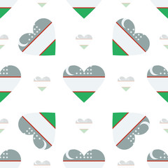 Uzbekistan flag heart seamless pattern. Patriotic Uzbekistan fla