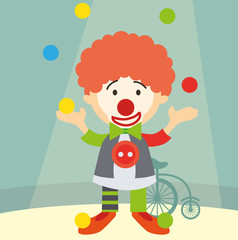 Jonglierender Clown in der Manege Vektor