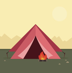 Zelt Camping Lagerfeuer Vektor