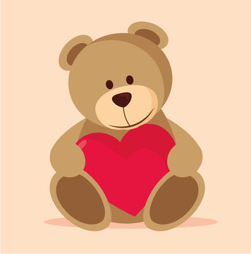 niedlicher Teddy mit Herz Stock Vector | Adobe Stock